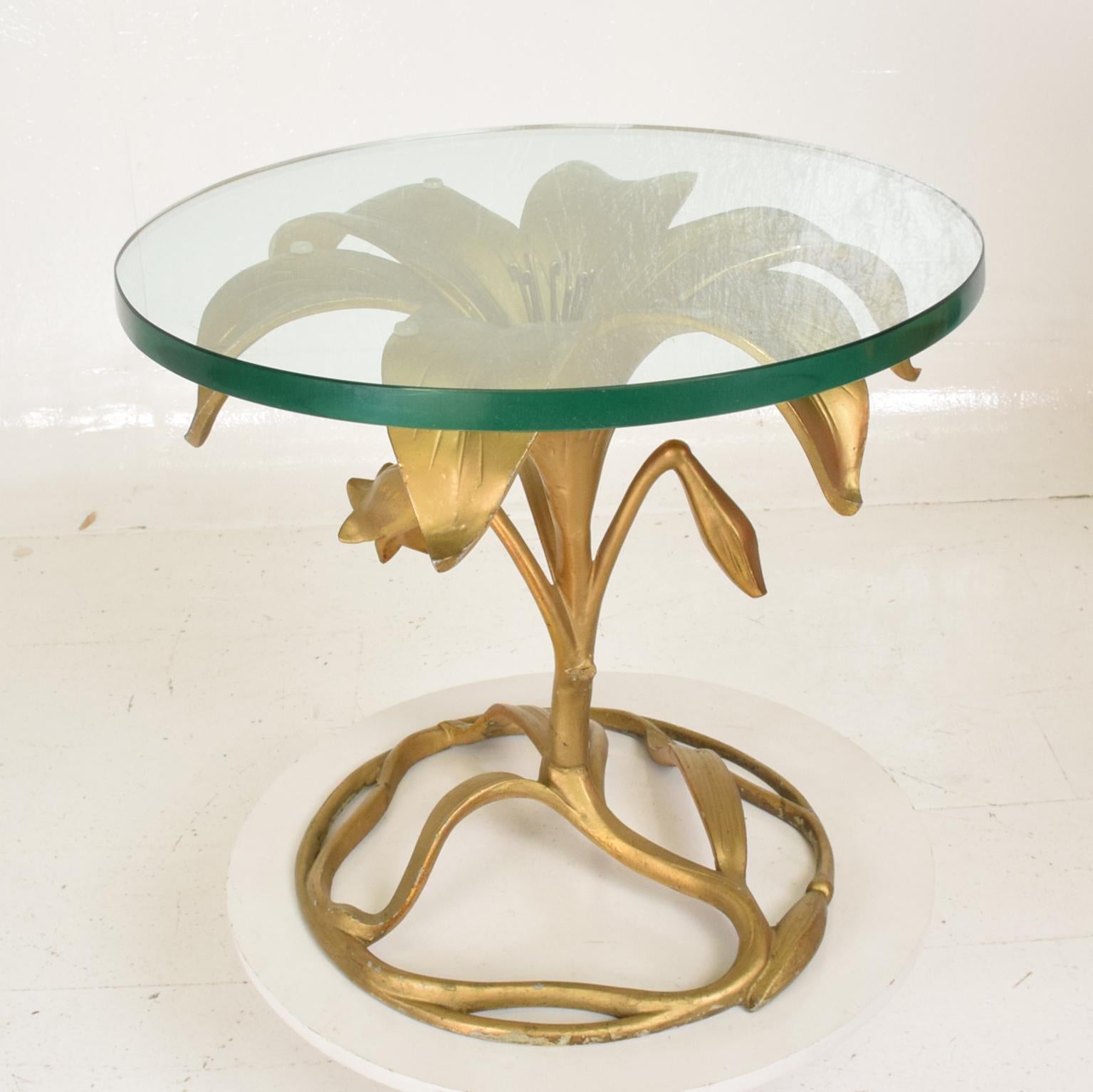 Late 20th Century Hollywood Regency Side Aluminum Table by Arthur Court, Gilded Lily