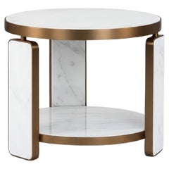 Hollywood Regency Side Table In Brass and Marble By Jose De Castro