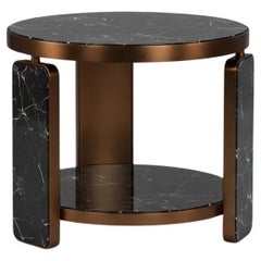 Hollywood Regency Side Table In Brass and Marble By Jose De Castro