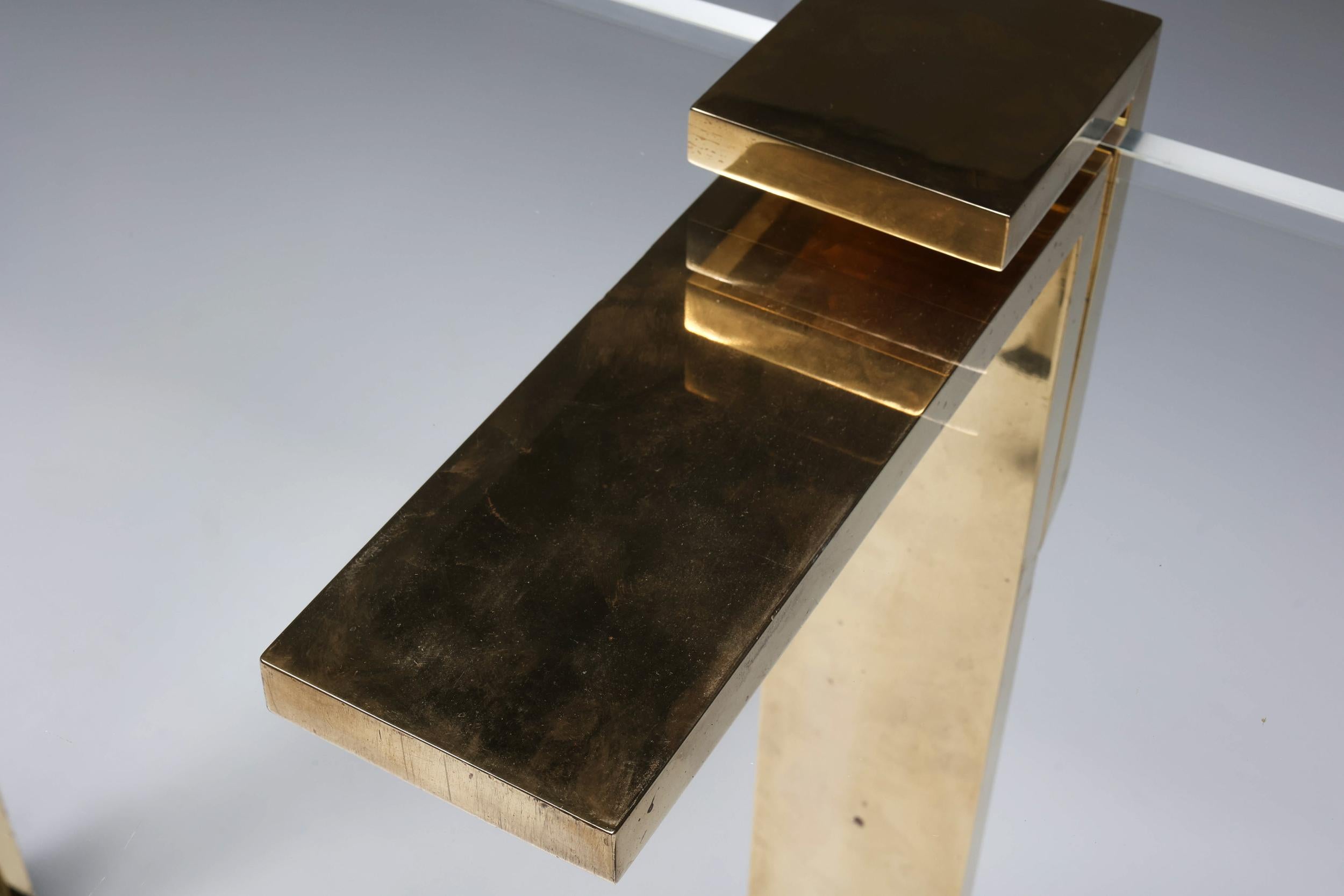 Hollywood Regency Console Table in Brass in the Style of Maison Jansen, 1970s For Sale 4
