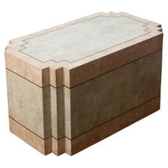 Hollywood Regency side table in marble and brass, 1970s