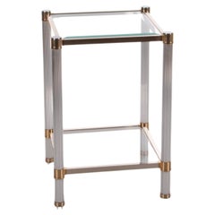 Hollywood Regency Side Table with Facet Cut Glass Plates, 1970 Italy