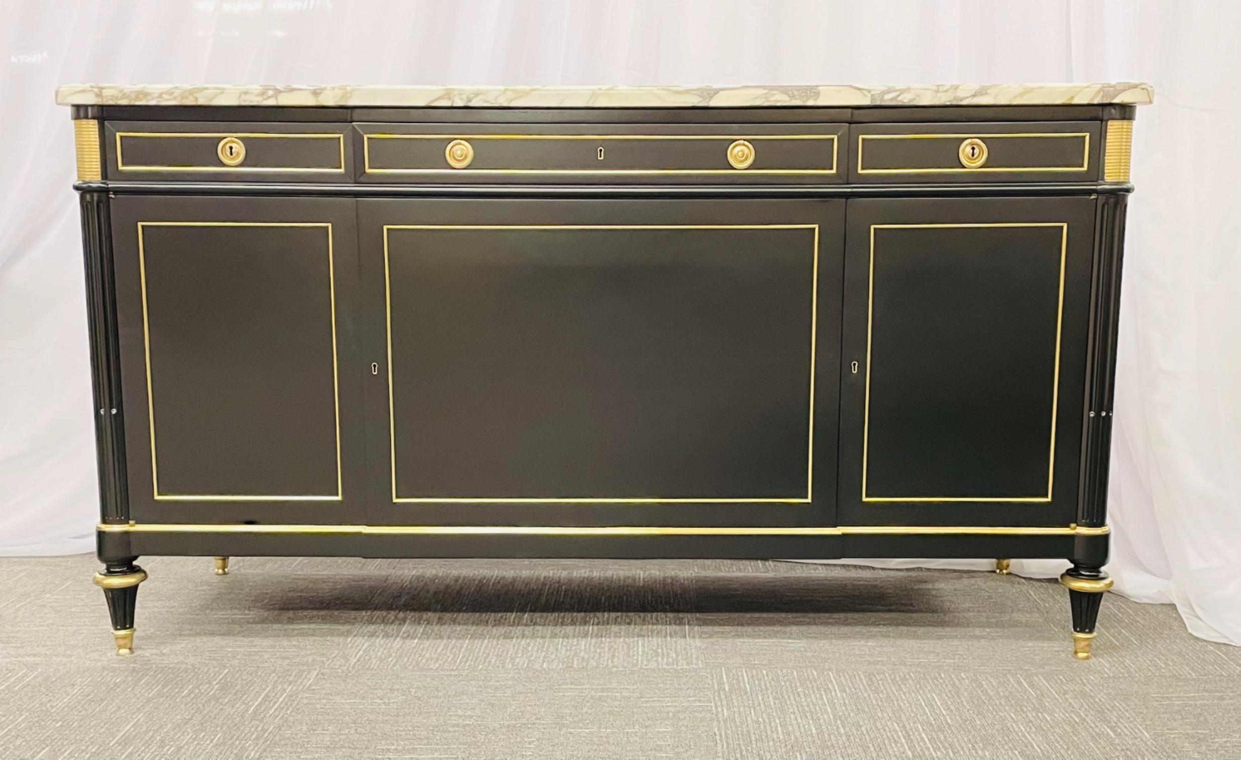 Mid-20th Century Hollywood Regency Sideboard/Cabinet, Maison Jansen, Ebony, Bronze Mounted, 1930s