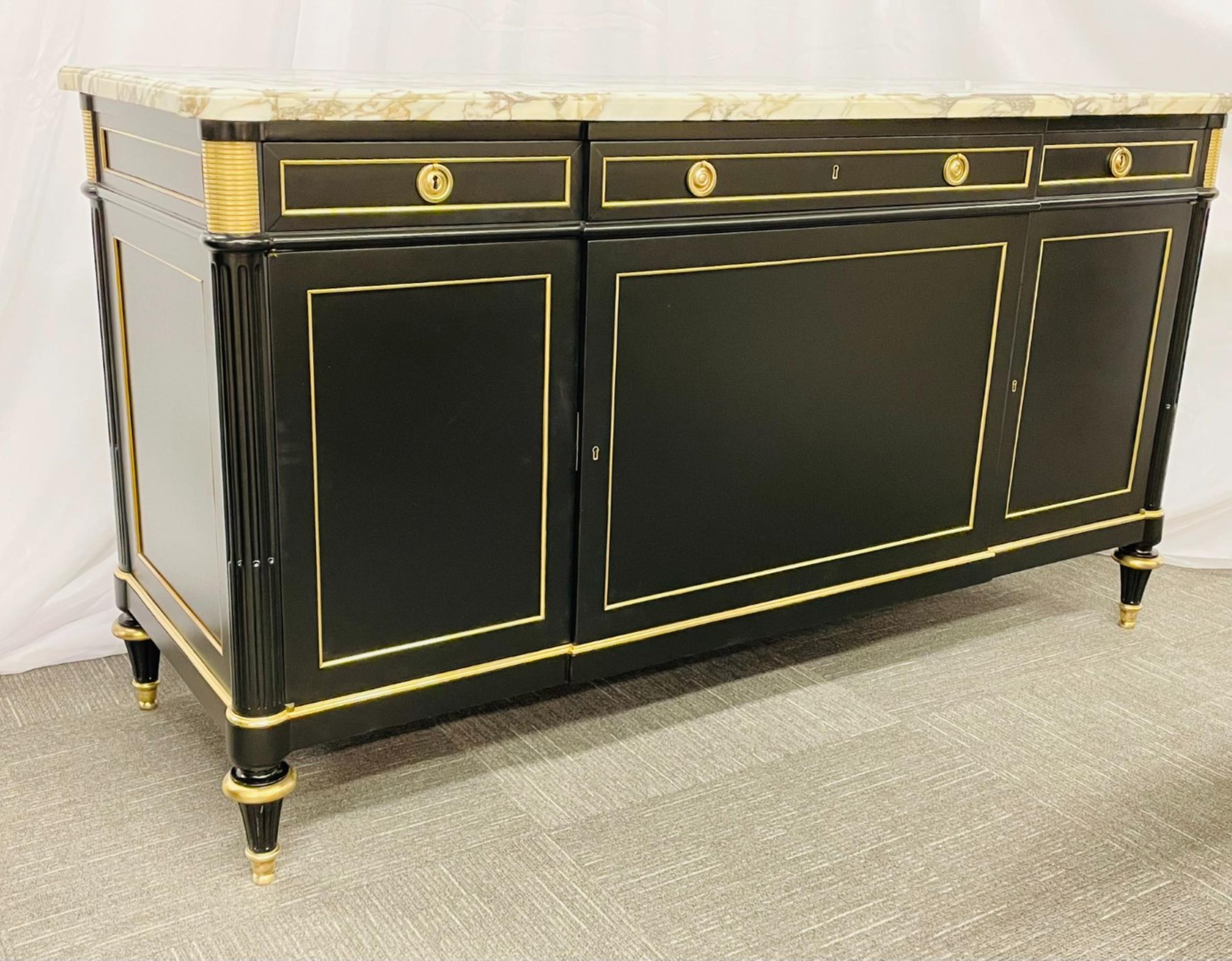 Hollywood Regency Sideboard/Cabinet, Maison Jansen, Ebony, Bronze Mounted, 1930s 1