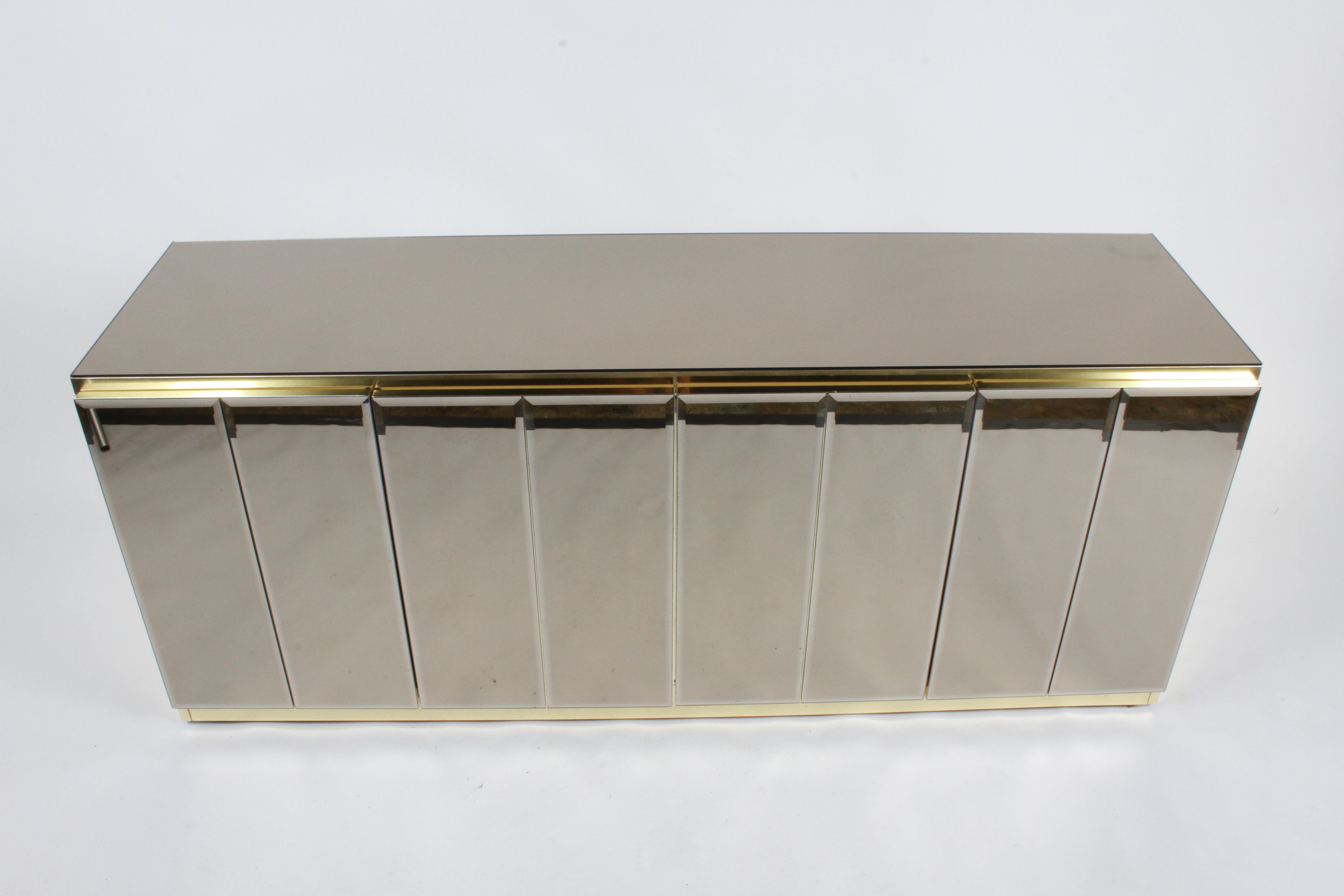 Hollywood Regency Signed Ello Bronze Mirror and Brass Credenza / Sideboard 8