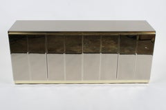 Hollywood Regency Signed Ello Bronze Mirror and Brass Credenza / Sideboard