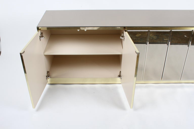 Hollywood Regency Signed Ello Bronze Mirror and Brass Credenza / Sideboard For Sale 1