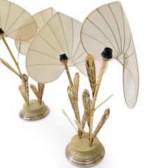 Hollywood Regency Silk and Brass Table Lamps by Antonio Pavia, 1970s