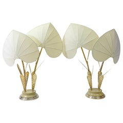 Hollywood Regency Silk and Brass Table Lamps by Antonio Pavia, 1970s