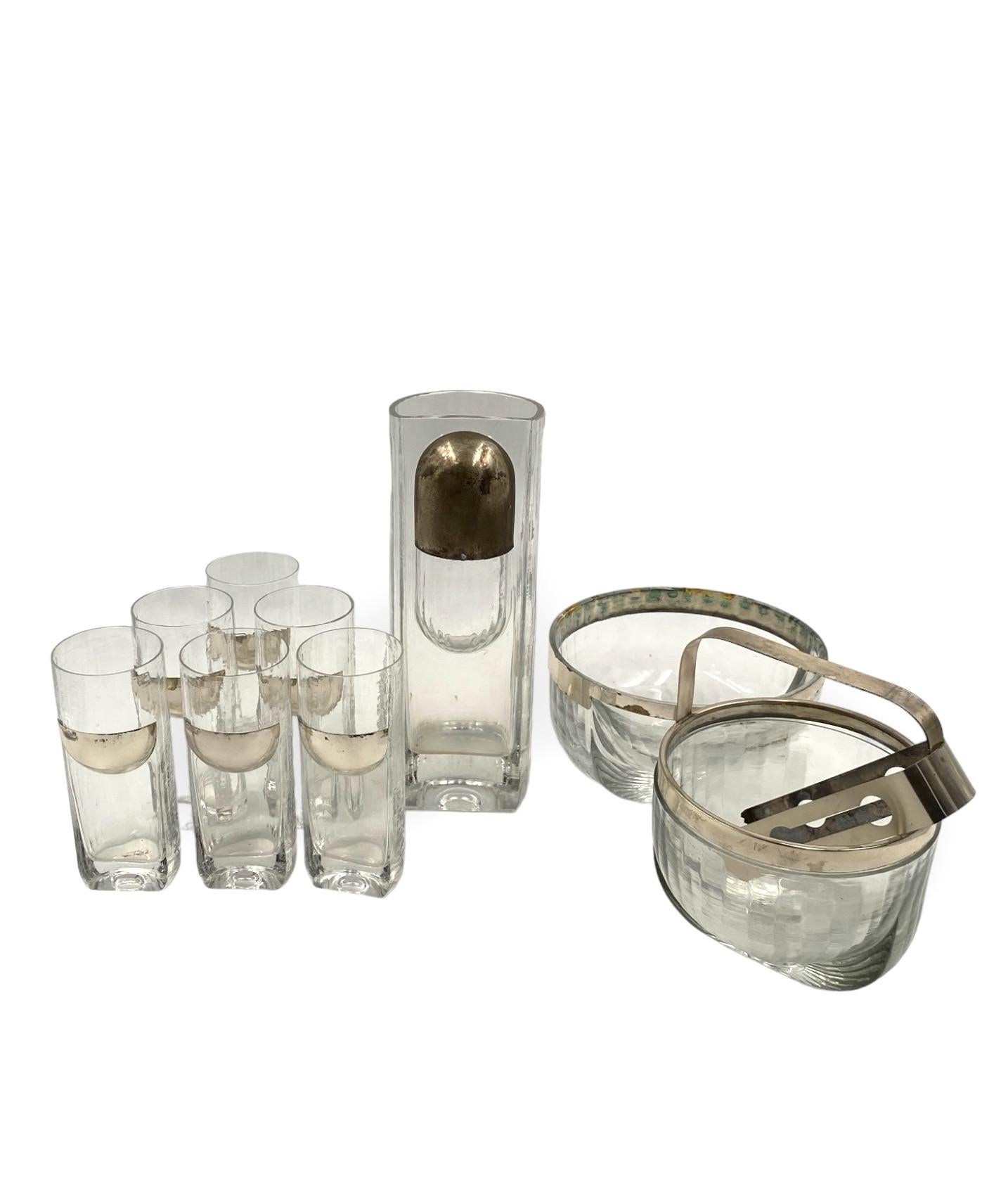 Hollywood Regency Silber-Cocktailset, Taddei Sestini, Kristal Krisla Italien 1970 im Angebot 15