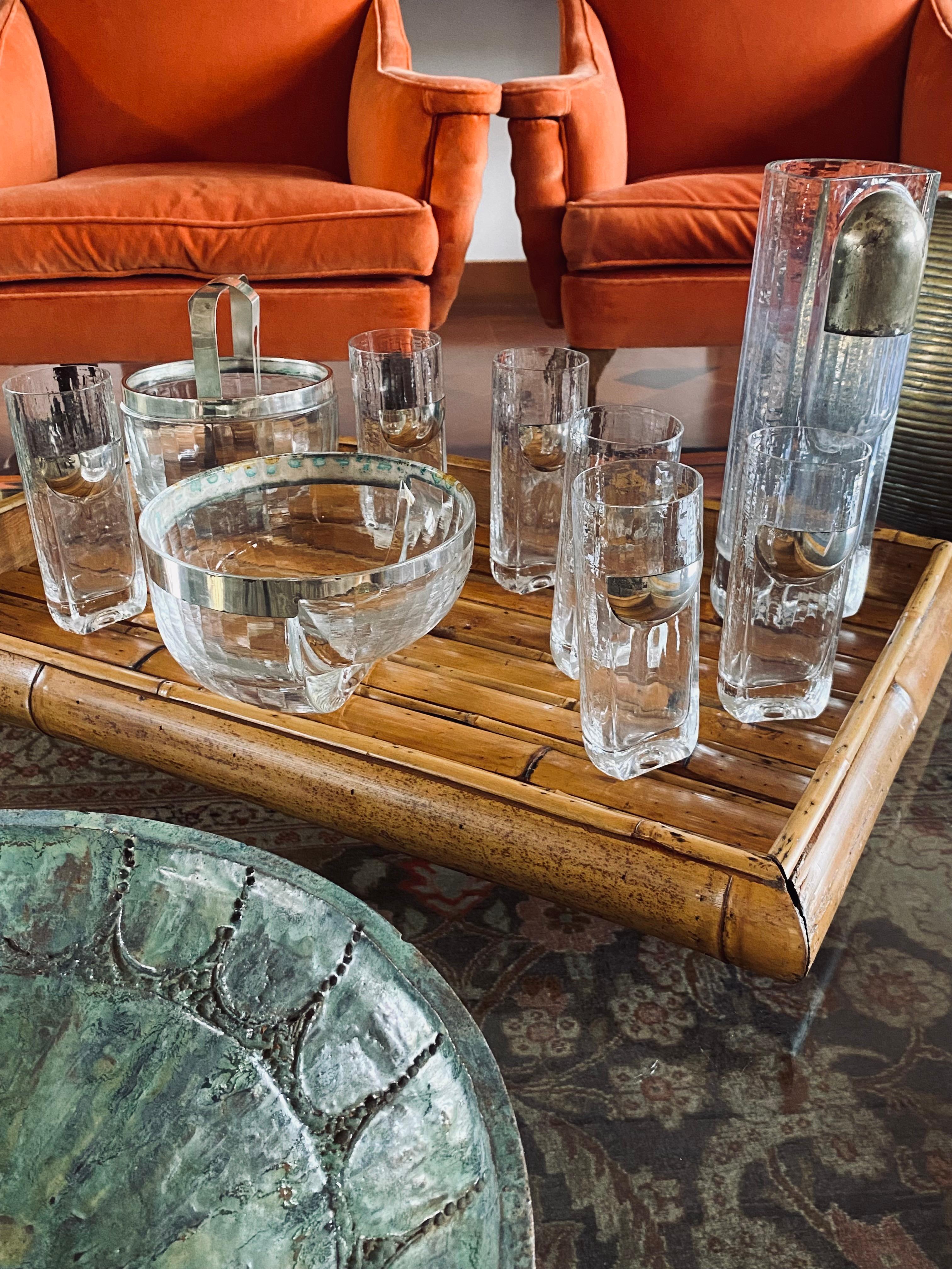 Late 20th Century Hollywood Regency silver cocktail set, Taddei Sestini, Kristal Krisla Italy 1970s For Sale