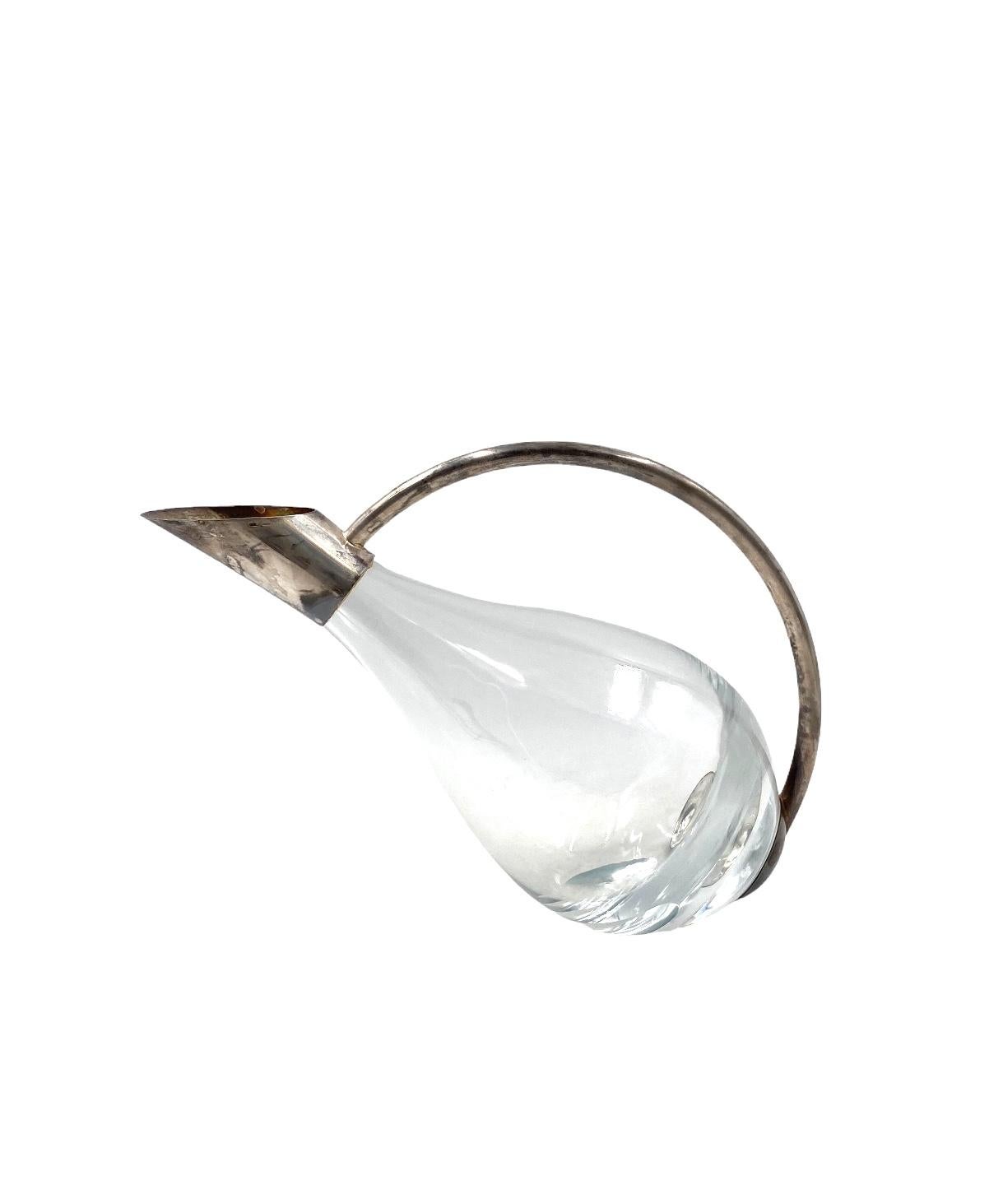 Wichtiger moderner Weindekanter 

Silberbesteck von Masini Firenze Italien 1980er Jahre

kristall, Silber

h 20,5 cm - 31 x 14 cm

Silbermarke auf der Oberseite

Zustand: ausgezeichneter, dem Alter und der Nutzung entsprechender Zustand. 