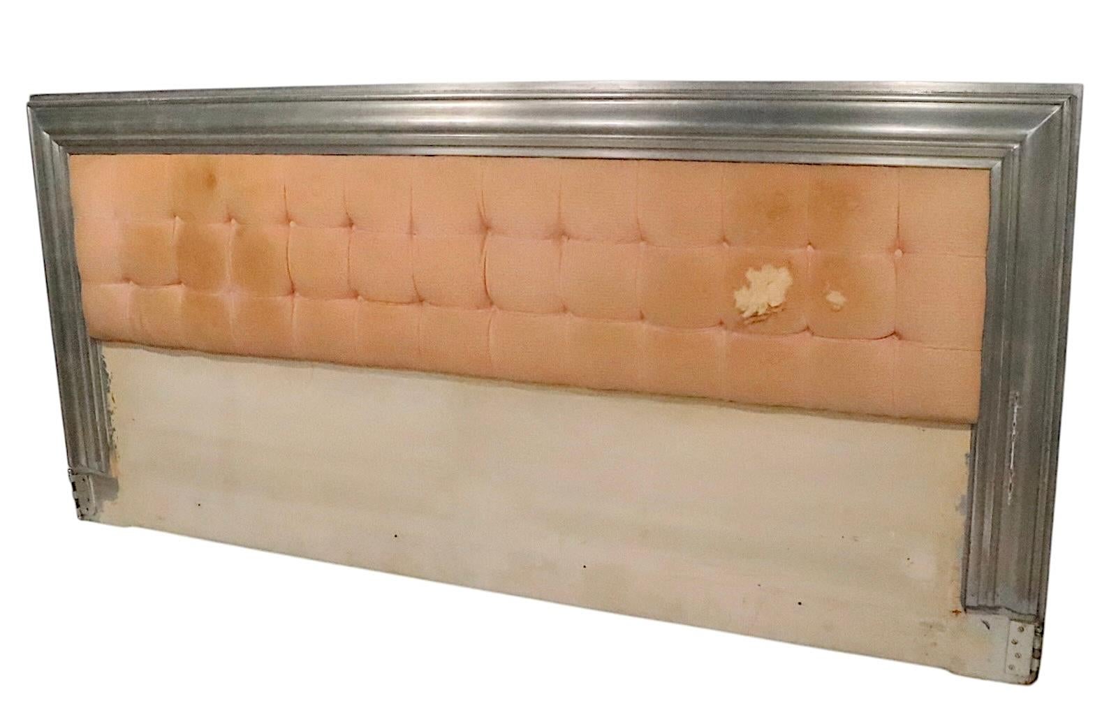American Hollywood Regency Silver Gilt and Upholstered Kiong Size bed by James Mont 1940s For Sale