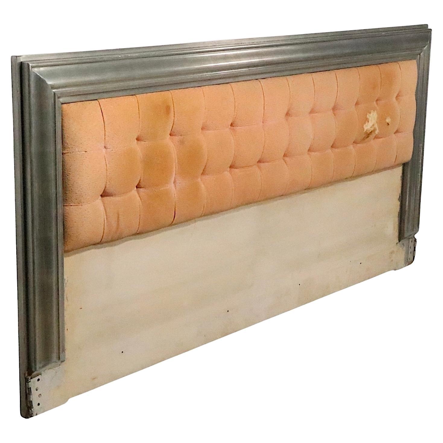 Hollywood Regency Silver Gilt and Upholstered Kiong Size bed by James Mont 1940s For Sale