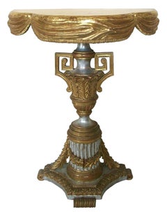 Hollywood Regency Silver & Gold Giltwood Console Table, Italy, circa 1960's
