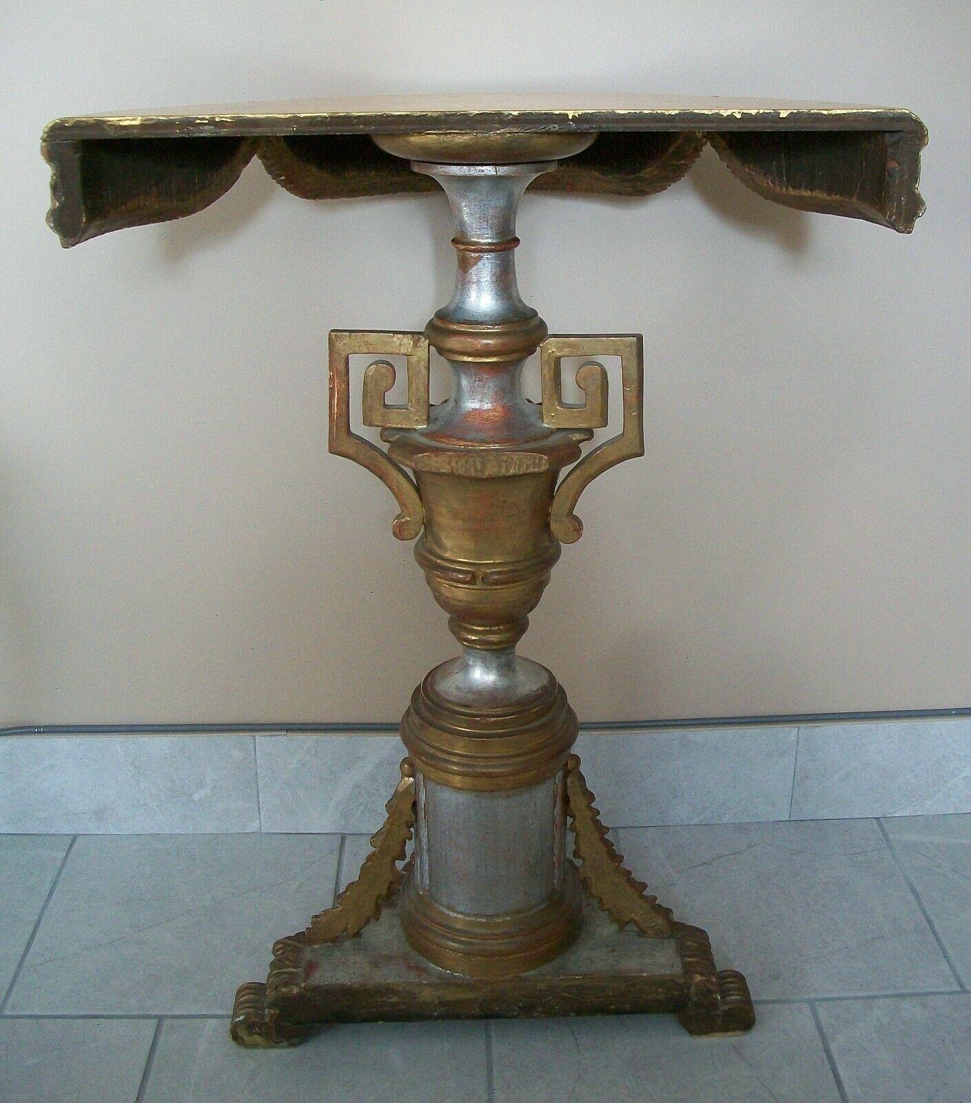 Softwood Hollywood Regency Silver & Gold Giltwood Console Table, Italy, circa 1960's For Sale