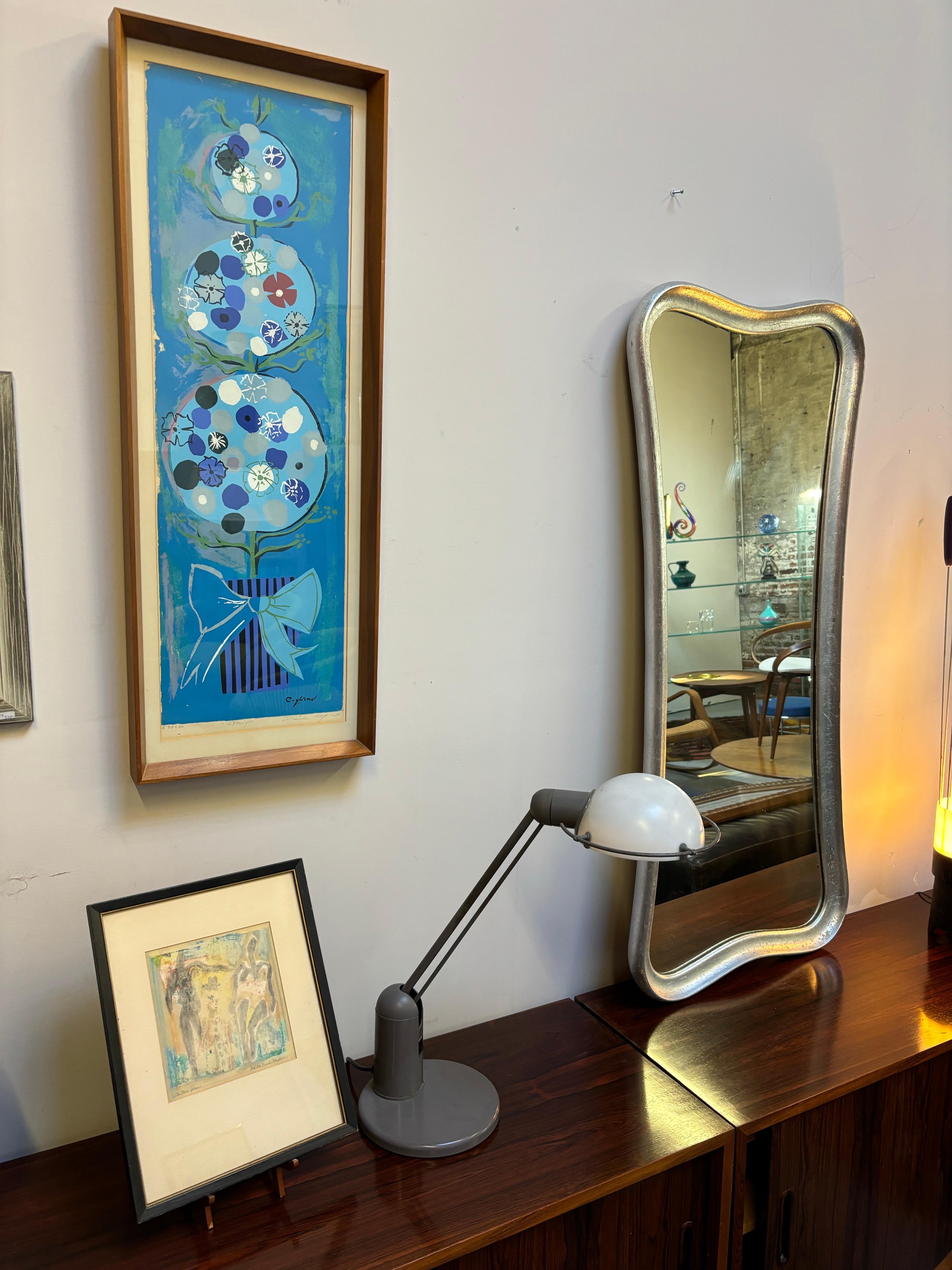 Specchio Hollywood Regency a foglie d'argento in vendita 2