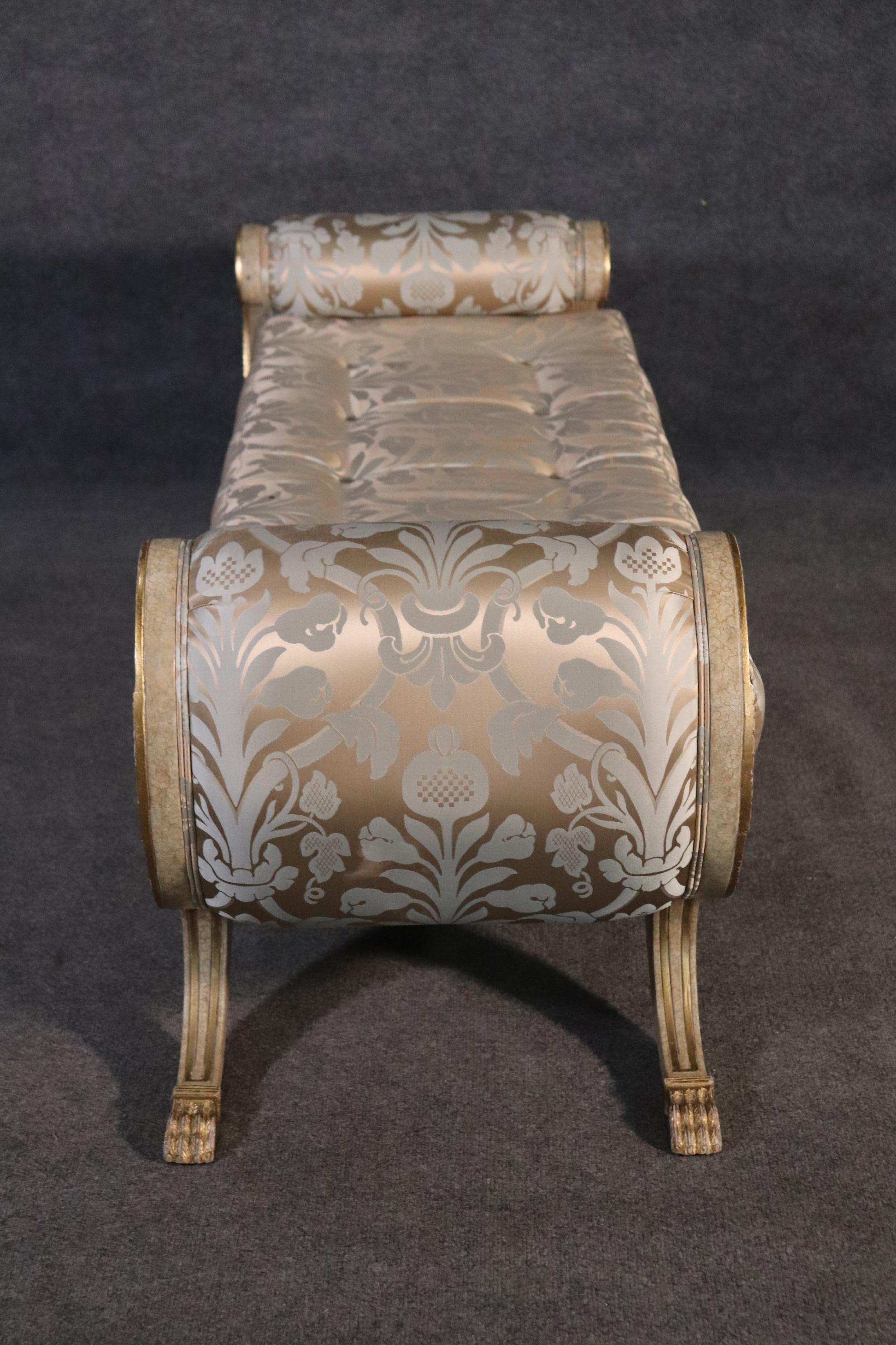 Italian Hollywood Regency Silver Leafed Carved Gondola Form Bench Chaise, C1990