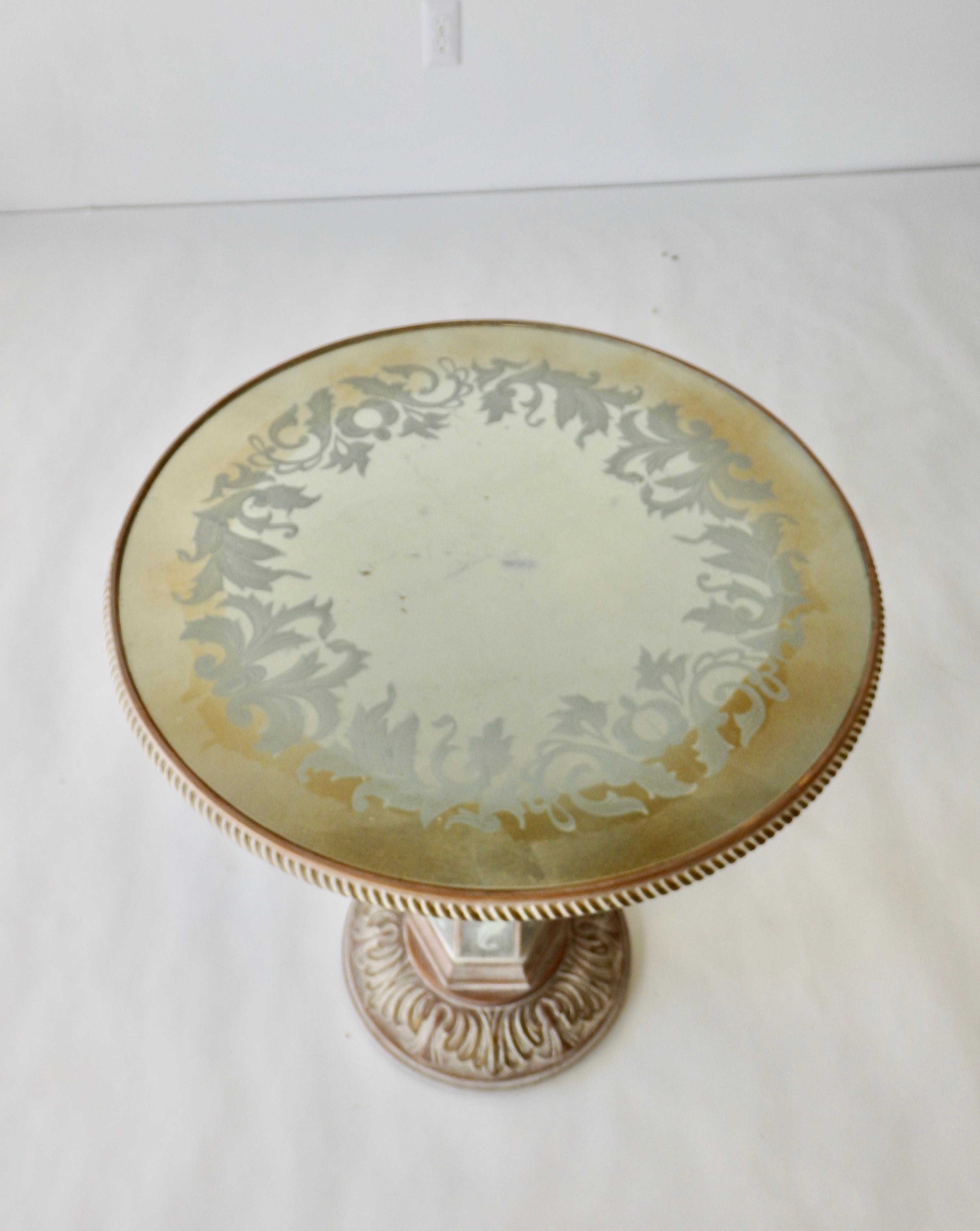 20th Century Hollywood Regency Silver Leafed Glass Top Table Attributed to Grosfeld House For Sale