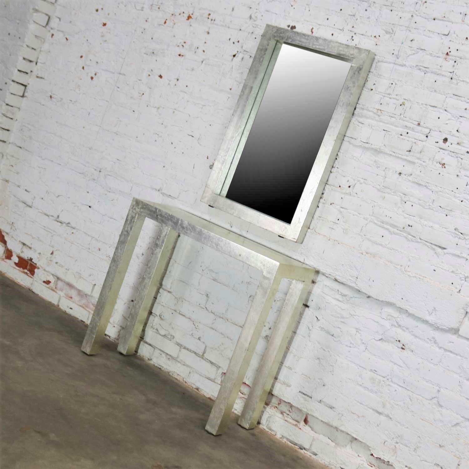 silver console table and mirror set