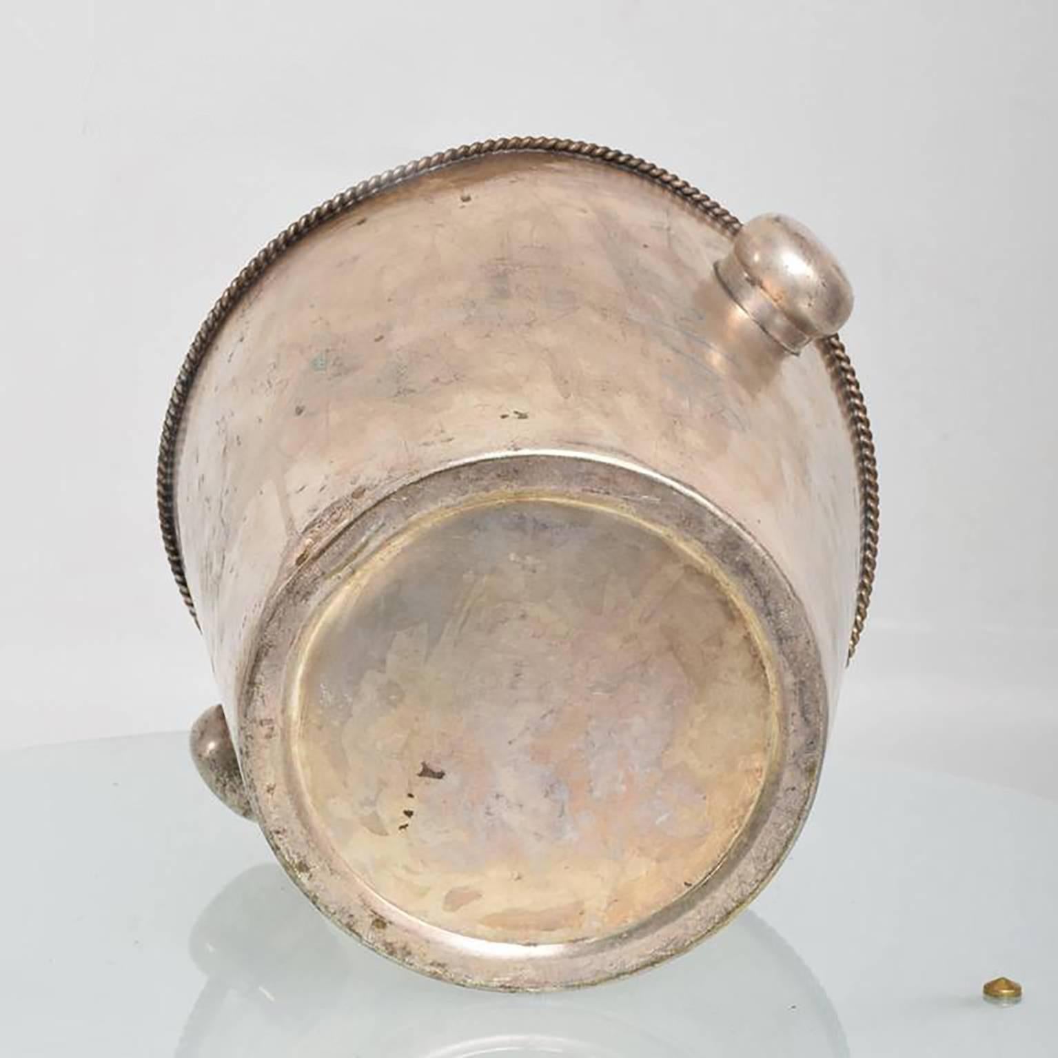 Hollywood Regency Silver Plated Champagne or Waste Basket, German Modern In Distressed Condition In Chula Vista, CA