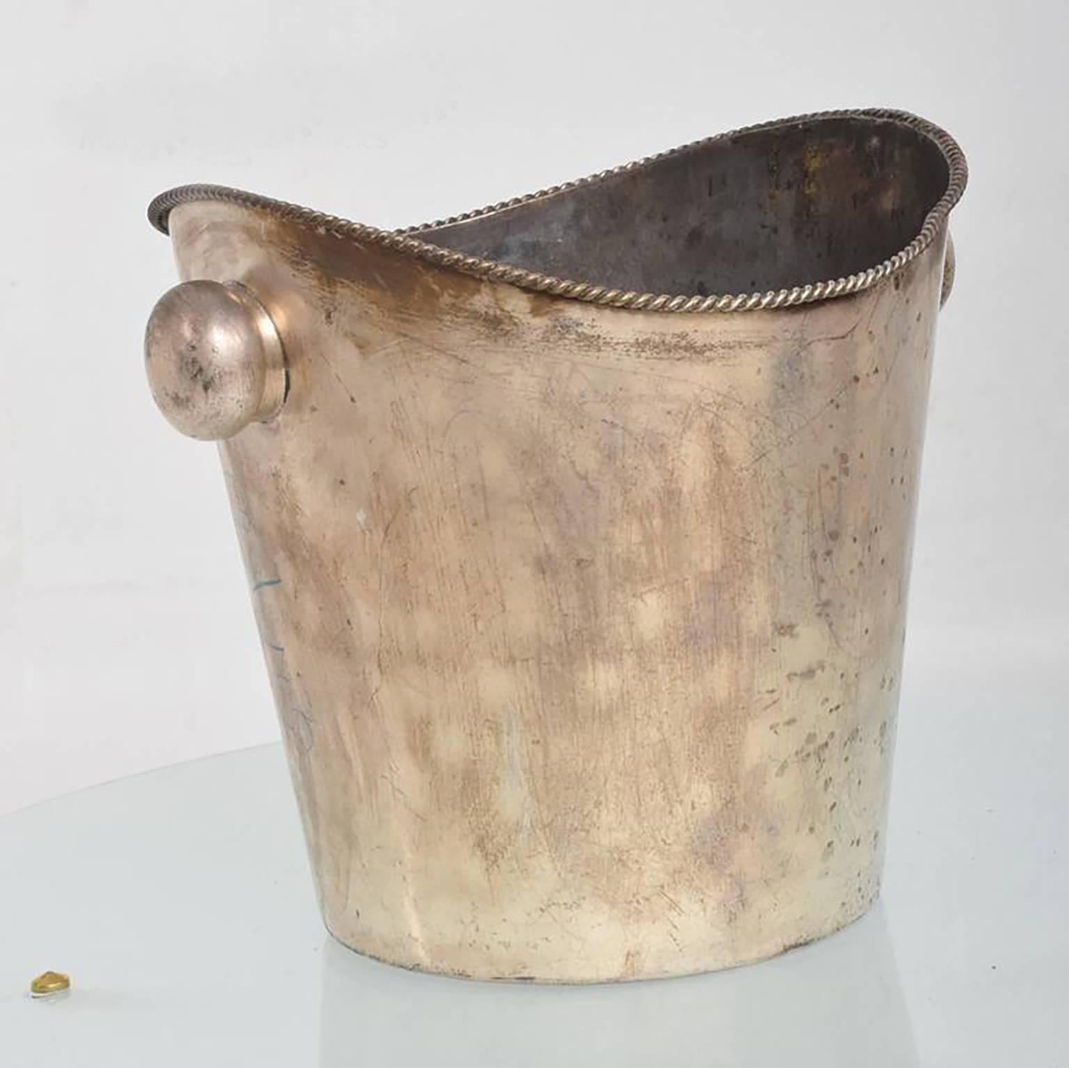 Hollywood Regency Silver Plated Champagne or Waste Basket, German Modern 1