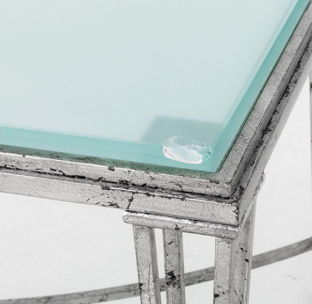 Hollywood Regency Silvered Metal & Glass Low Table For Sale 4