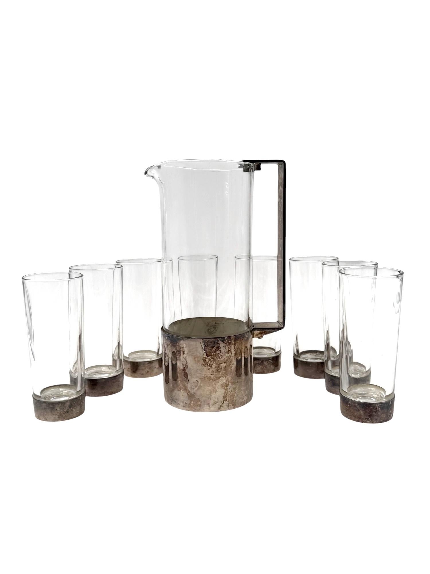 Ensemble de cocktails en métal argenté Hollywood Regency, Italie 1970 en vente 2