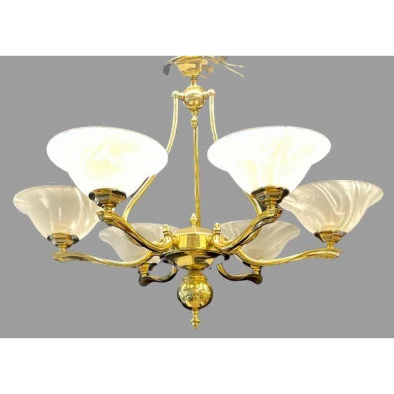 brass and alabaster chandelier