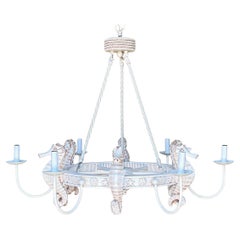 Lámpara de araña de seis luces con motivo de caballito de mar y coral, estilo Hollywood Regency, alrededor de 1970