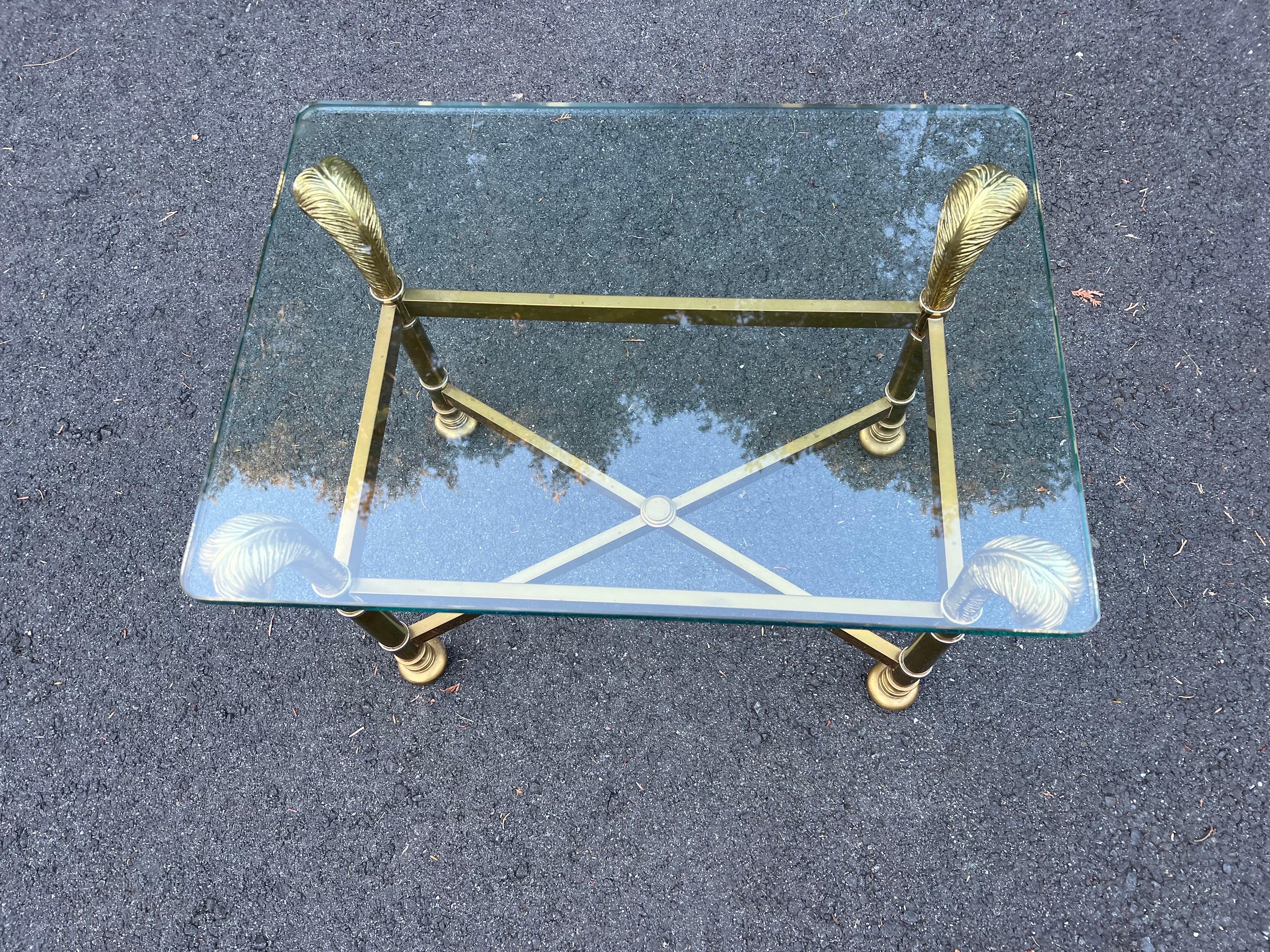 Brass Hollywood Regency Small Low Side Table