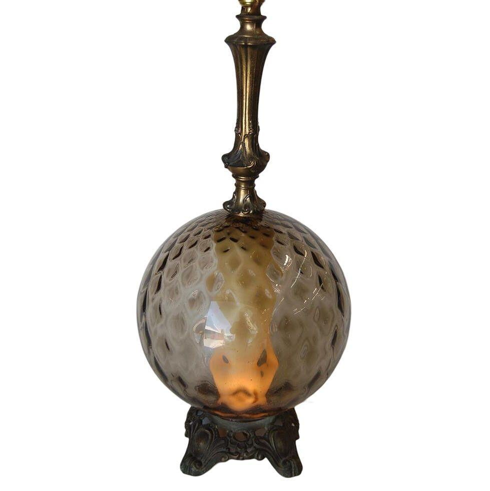 Américain Lampes de bureau en verre bullé fumé Hollywood Regency, lumière d'appoint lumineuse intérieure brillante en vente