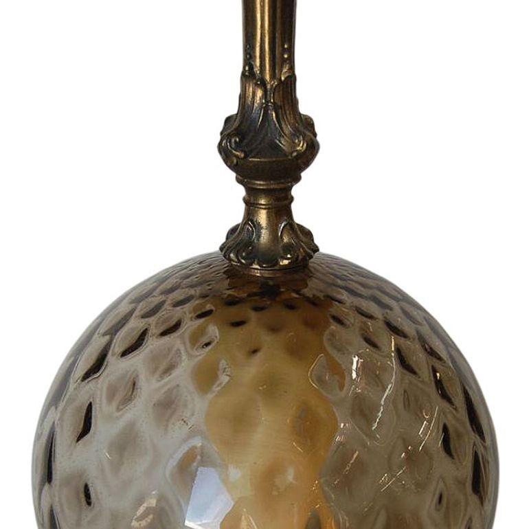 Milieu du XXe siècle Lampes de bureau en verre bullé fumé Hollywood Regency, lumière d'appoint lumineuse intérieure brillante en vente