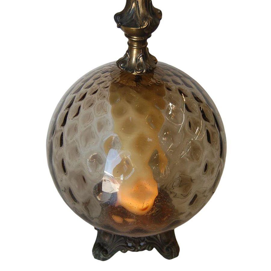 Lampes de bureau en verre bullé fumé Hollywood Regency, lumière d'appoint lumineuse intérieure brillante en vente 1