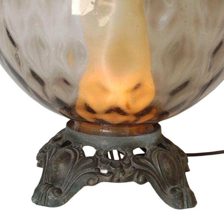 Lampes de bureau en verre bullé fumé Hollywood Regency, lumière d'appoint lumineuse intérieure brillante en vente 3
