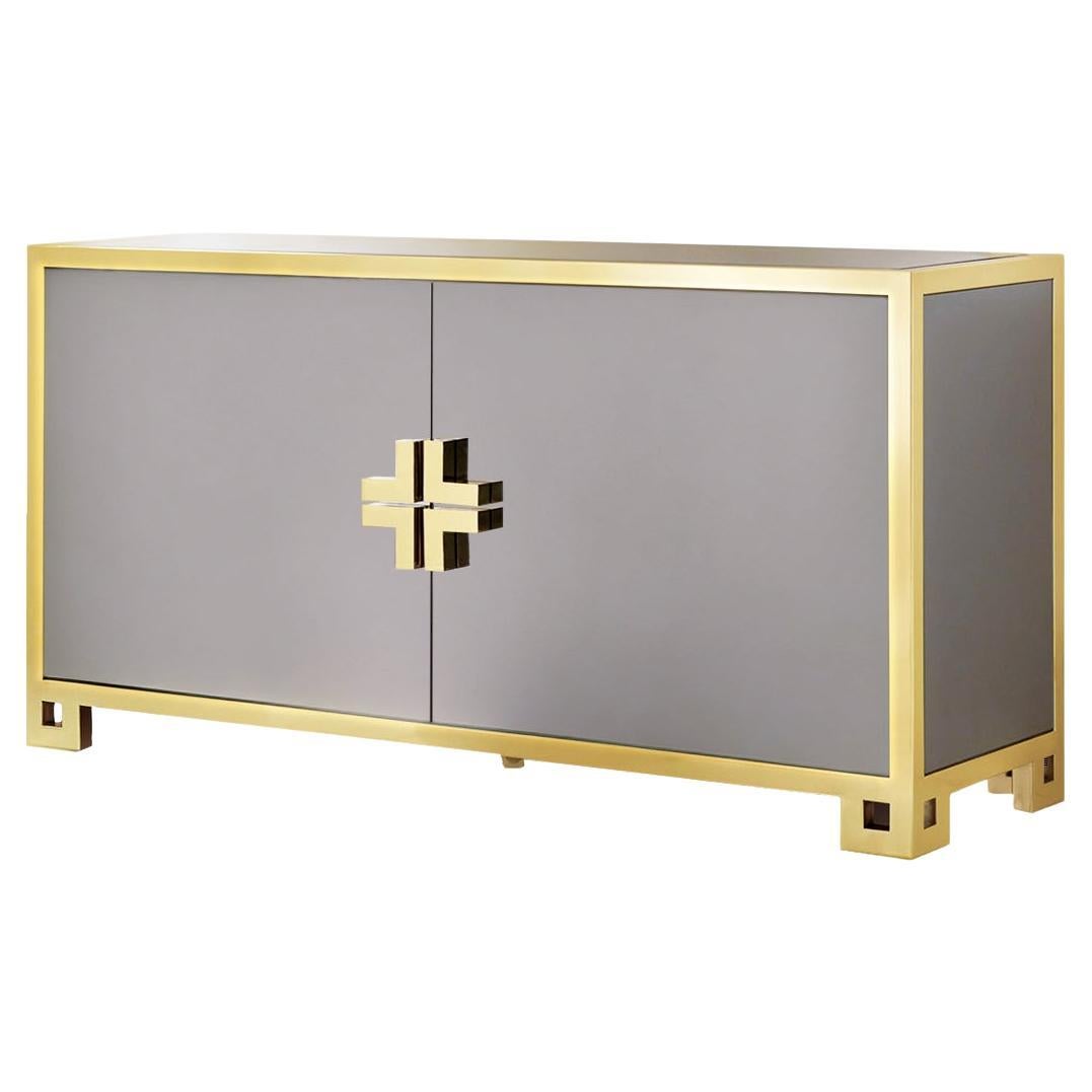 Hollywood Regency Smoked Credenza For Sale