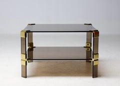 Hollywood Regency Smoked Glass Coffee Table – Modular Brass Construction