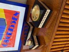 Hollywood-Regency-Rauchset, Lucit, Messing und Wiener Stroh, Frankreich 1970