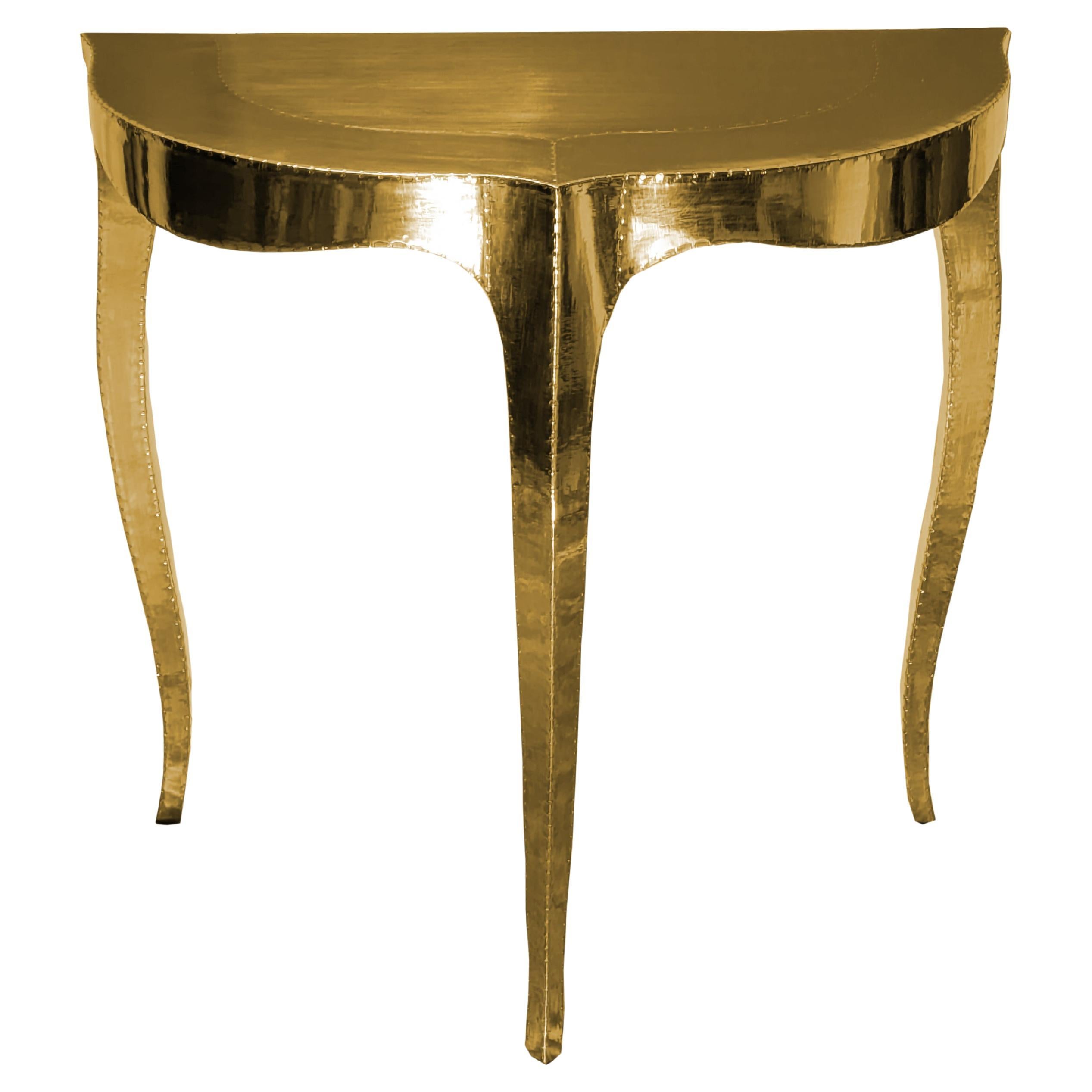 Hollywood Regency Smooth Brass Demi Console – Paul Mathieu For Sale
