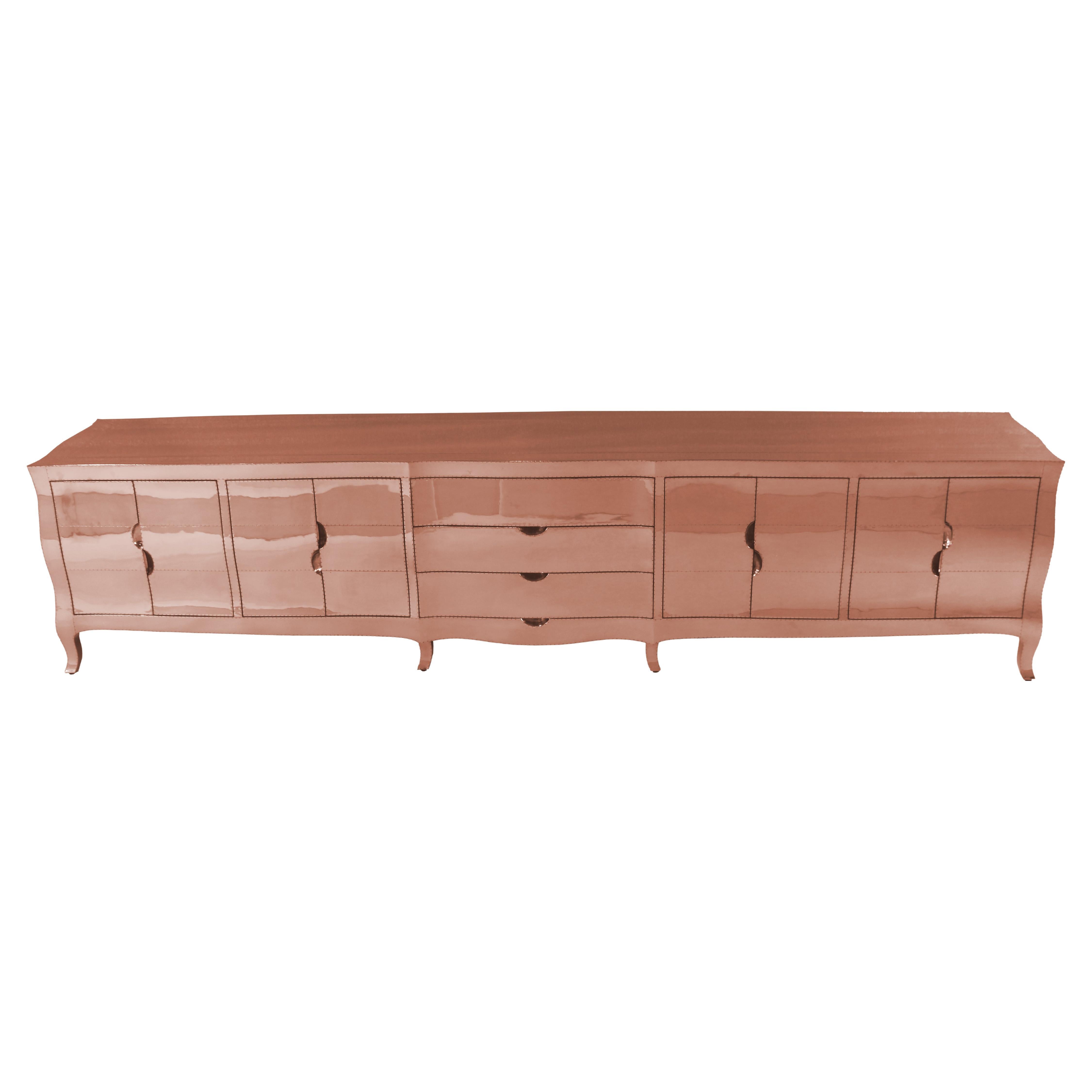 Hollywood Regency Smooth Copper Credenza, 120" – Cabriole Leg, Handmade
