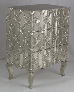 Hollywood Regency Glatte Weißbronze Demi Semainier - Paul Mathieu