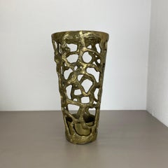 Hollywood Regency Solid 11kg Brutalist Brass Umbrella Stand, Italy, 1970s