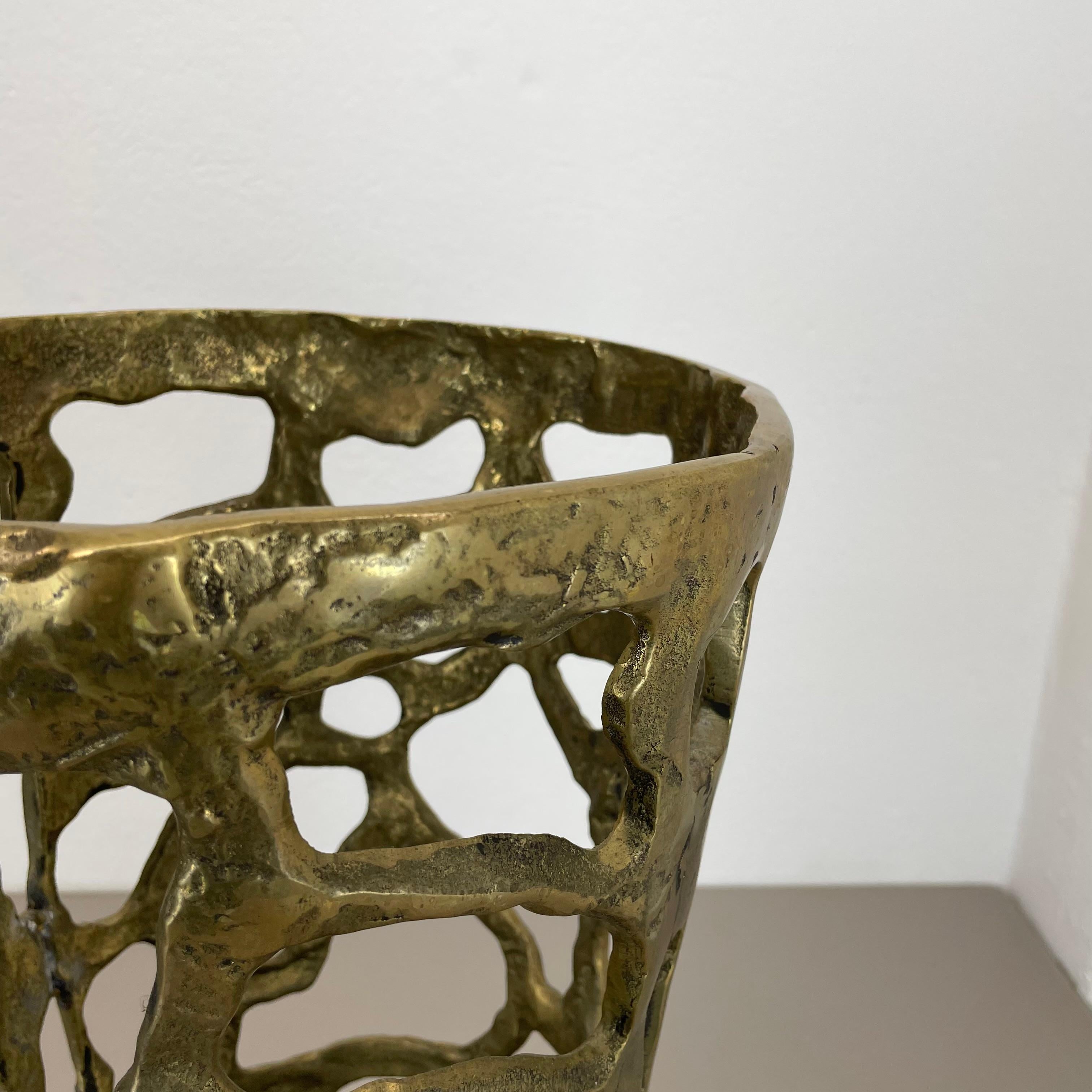 Hollywood Regency solide 11kg Brutalist Brass Umbrella Stand, Italie, 1970 en vente 1