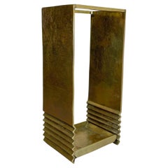 Hollywood Regency Solid 6, 8kg Brutalist Brass Umbrella Stand, Italy, 1970s