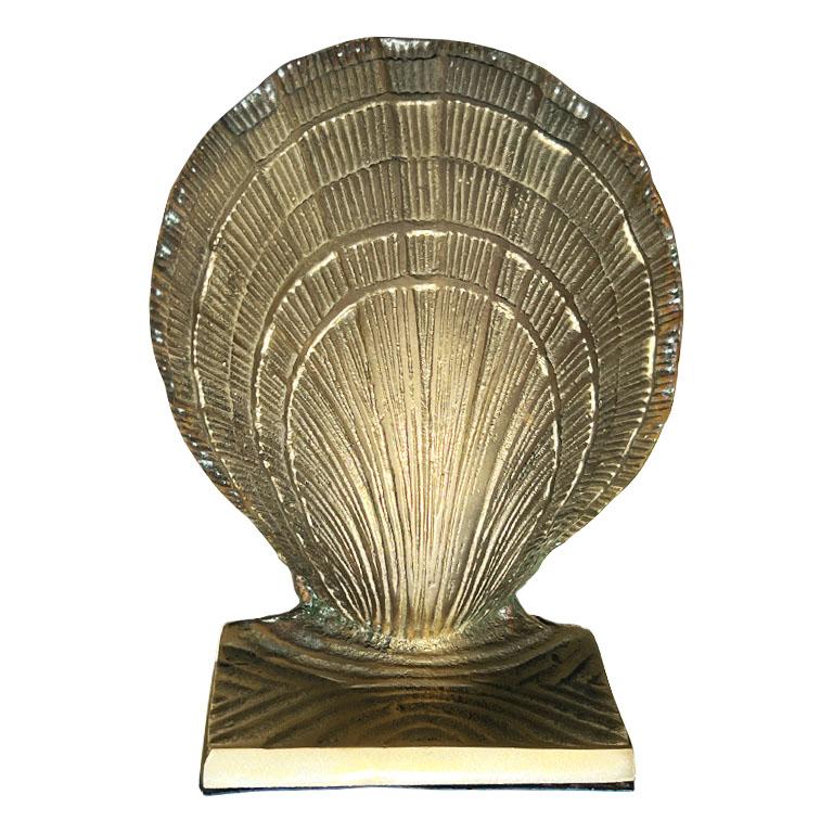 20th Century Hollywood Regency Solid Brass Clam Shell Bookends, a Pair India For Sale