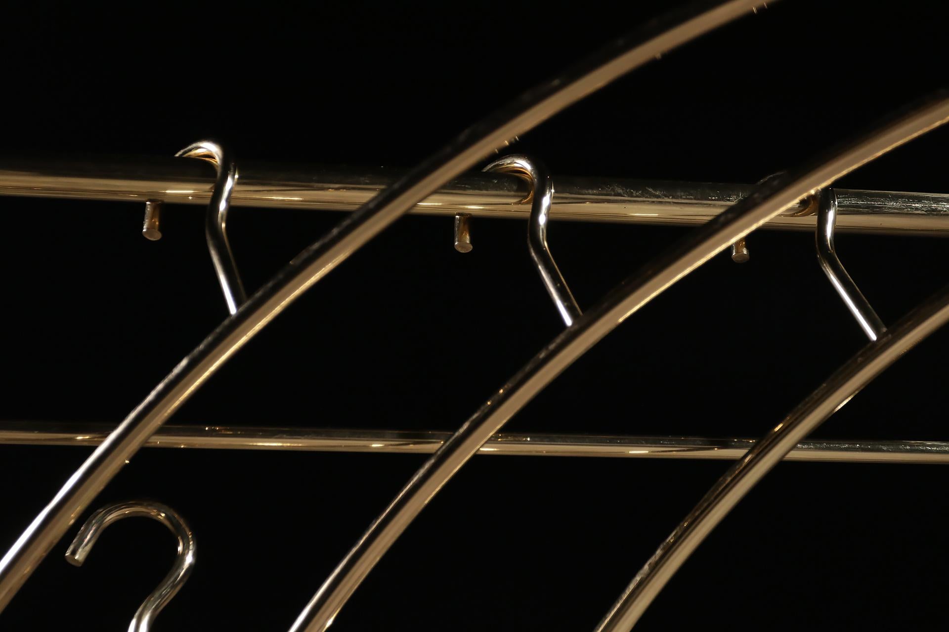 Italian Hollywood Regency Solid Brass Coat Rack with 6 Hangers, 1980
