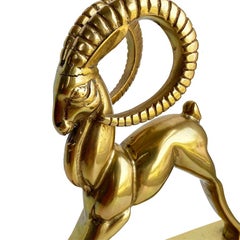 Statue d'Ibex en laiton massif de style Hollywood Regency