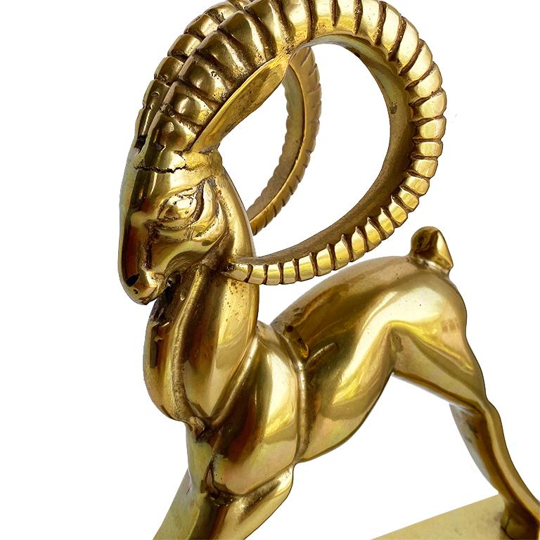 A beautiful Mid-Century Modern solid brass ibex statue. Perfect for display on a bookshelf or side table. 

Dimensions:
9.5