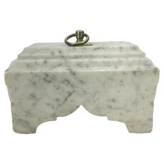 Hollywood Regency Solid Marble Door Stop with Brass Hard Ware