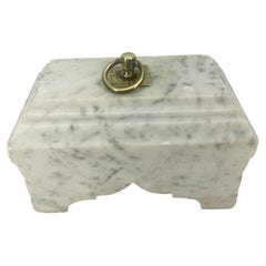 Hollywood Regency Solid Marble Door Stop with Brass Hard Ware